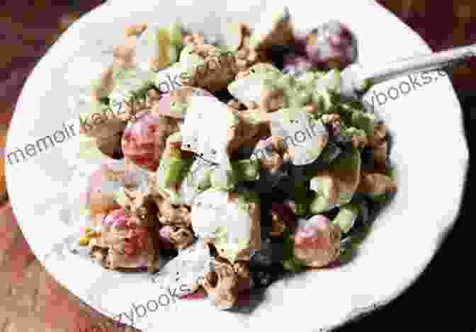 A Colorful Plate Of Chicken Salad With Grapes, Walnuts, And Dressing. Chicken Recipes: 100 Delicious Chicken Recipes In The World Collected By Popular Chef