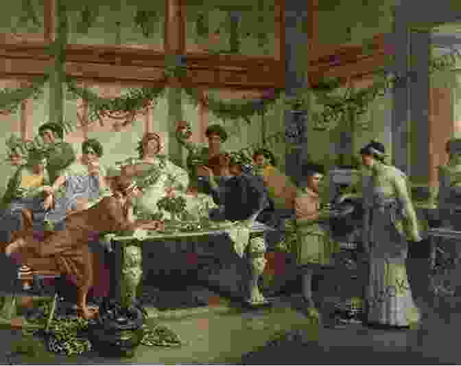 A Grand Feast In Ancient Rome, With Guests Reclining On Couches And Enjoying Elaborate Dishes. Getting Familiar With Ancient Roman Food Using The Roman Diet Guide