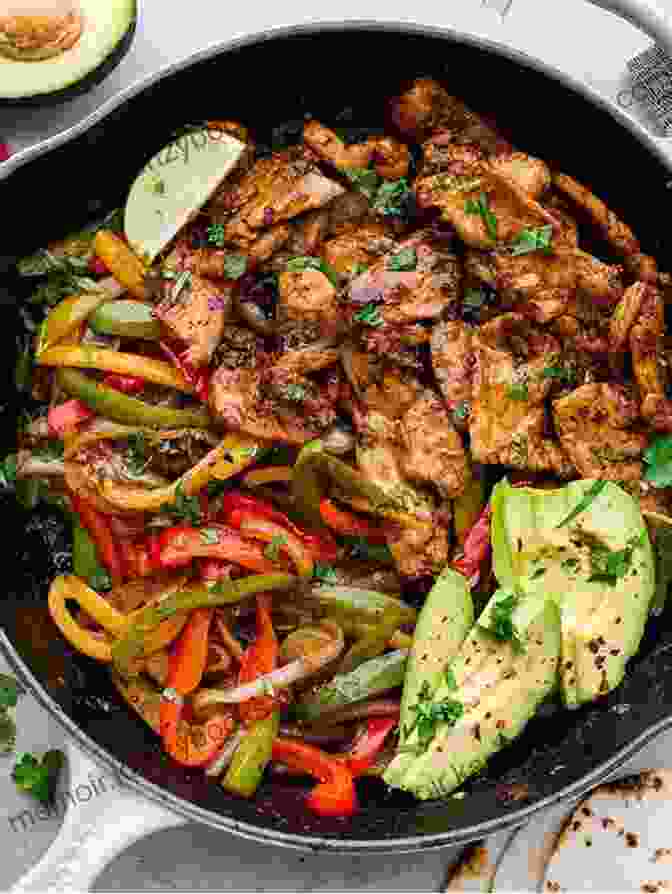 A Sizzling Platter Of Fajitas, Featuring Tender Meat, Vibrant Bell Peppers, And Aromatic Onions, Served With Warm Tortillas, Guacamole, And Sour Cream. Mexican Instant Pot Cookbook: Fajitas Burritos And Other Mexican Favorites Made For Fast And Easy Cooking