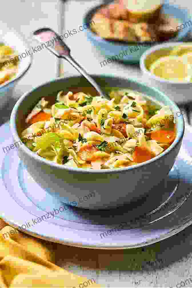 A Steaming Bowl Of Classic Chicken Noodle Soup Adorned With Fresh Parsley, Ready To Warm Your Soul And Nourish Your Body. DASH Diet Soup Recipes: Delicious And Healthy DASH Diet Soup Recipes