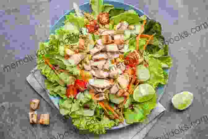 A Vibrant And Colorful Low Calorie Salad With Mixed Greens, Grilled Chicken, Vegetables, And A Light Vinaigrette Dressing 35 Fasting Diet Salad Recipes: Low Calorie Salads For Your Fasting Days