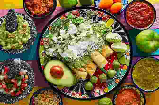 A Vibrant And Colorful Platter Of Traditional Mexican American Dishes, Featuring Enchiladas, Tacos, And Tamales. Deleites De La Cocina Mexicana: Healthy Mexican American Cooking