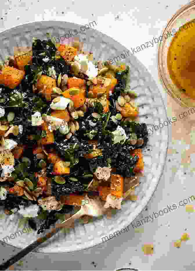 A Vibrant And Flavorful Salad Featuring Kale, Roasted Butternut Squash, Goat Cheese, And Balsamic Dressing 3 Ingredient Juicing Recipe Book: 100 Easy Recipes For Everyday Health