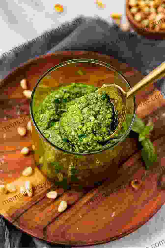 A Vibrant Bowl Of Homemade Pesto, Showcasing Fresh Basil, Pine Nuts, And Parmesan Cheese 123 Yummy Angel Hair Pasta Recipes: Not Just A Yummy Angel Hair Pasta Cookbook