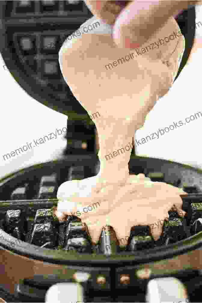 Fluffy Waffle Batter Being Poured Into A Waffle Iron Wicked Good Waffles: Insanely Delicious Quick And Easy Waffle Recipes (Easy Baking Cookbook 8)