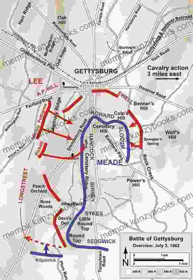 Map Of The Battle Of Gettysburg On July 1, 1863, Showing The Union And Confederate Cavalry Positions. The Maps Of The Cavalry At Gettysburg: An Atlas Of Mounted Operations From Brandy Station Through Falling Waters June 9 July 14 1863 (Savas Beatie Military Atlas Series)