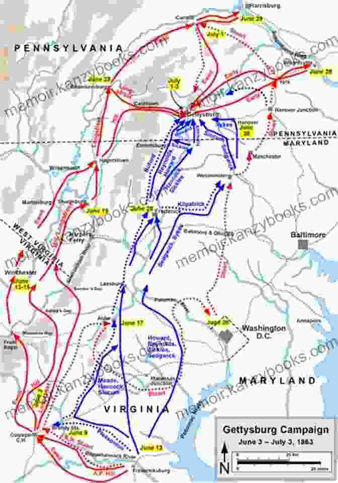 Map Of The Disposition Of Union And Confederate Cavalry On July 2, 1863, Showing Their Positions And Movements Around The Battlefield. The Maps Of The Cavalry At Gettysburg: An Atlas Of Mounted Operations From Brandy Station Through Falling Waters June 9 July 14 1863 (Savas Beatie Military Atlas Series)