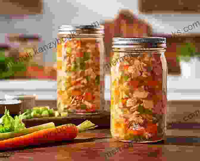 Mason Jar Soup With Chicken, Vegetables, And Broth Breakfasts In Jars Cookbook: Healthy Quick And Easy Mason Jar Recipes