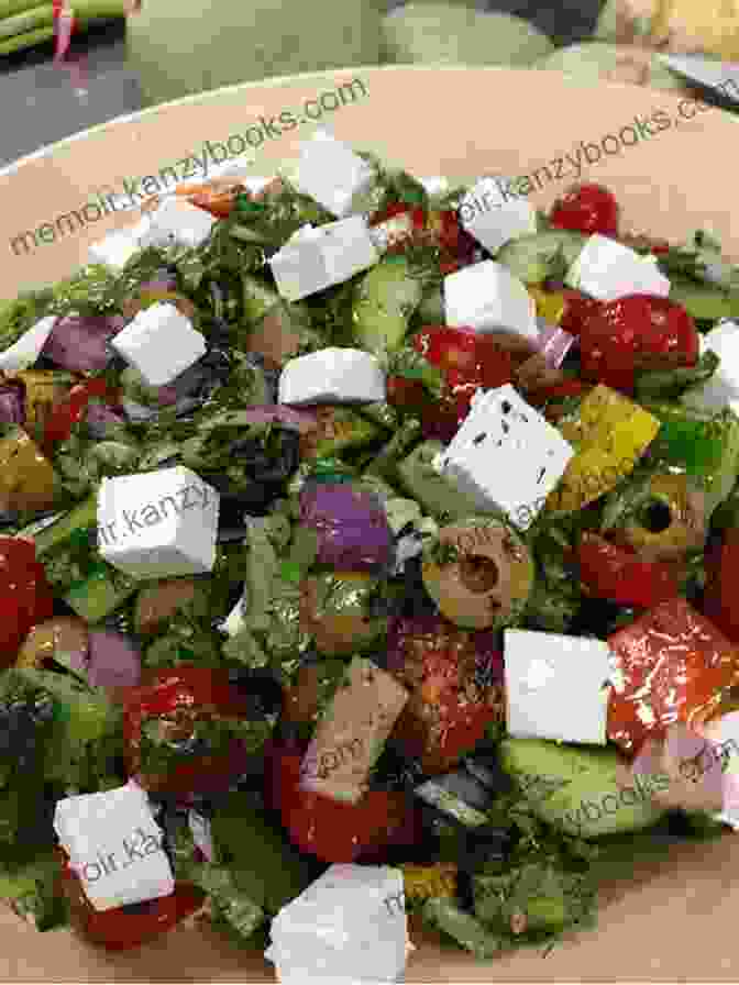 Refreshing Mediterranean Salad Featuring Grilled Vegetables, Feta Cheese, And Olives. Whole Food Cooking Every Day: Transform The Way You Eat With 250 Vegetarian Recipes Free Of Gluten Dairy And Refined Sugar